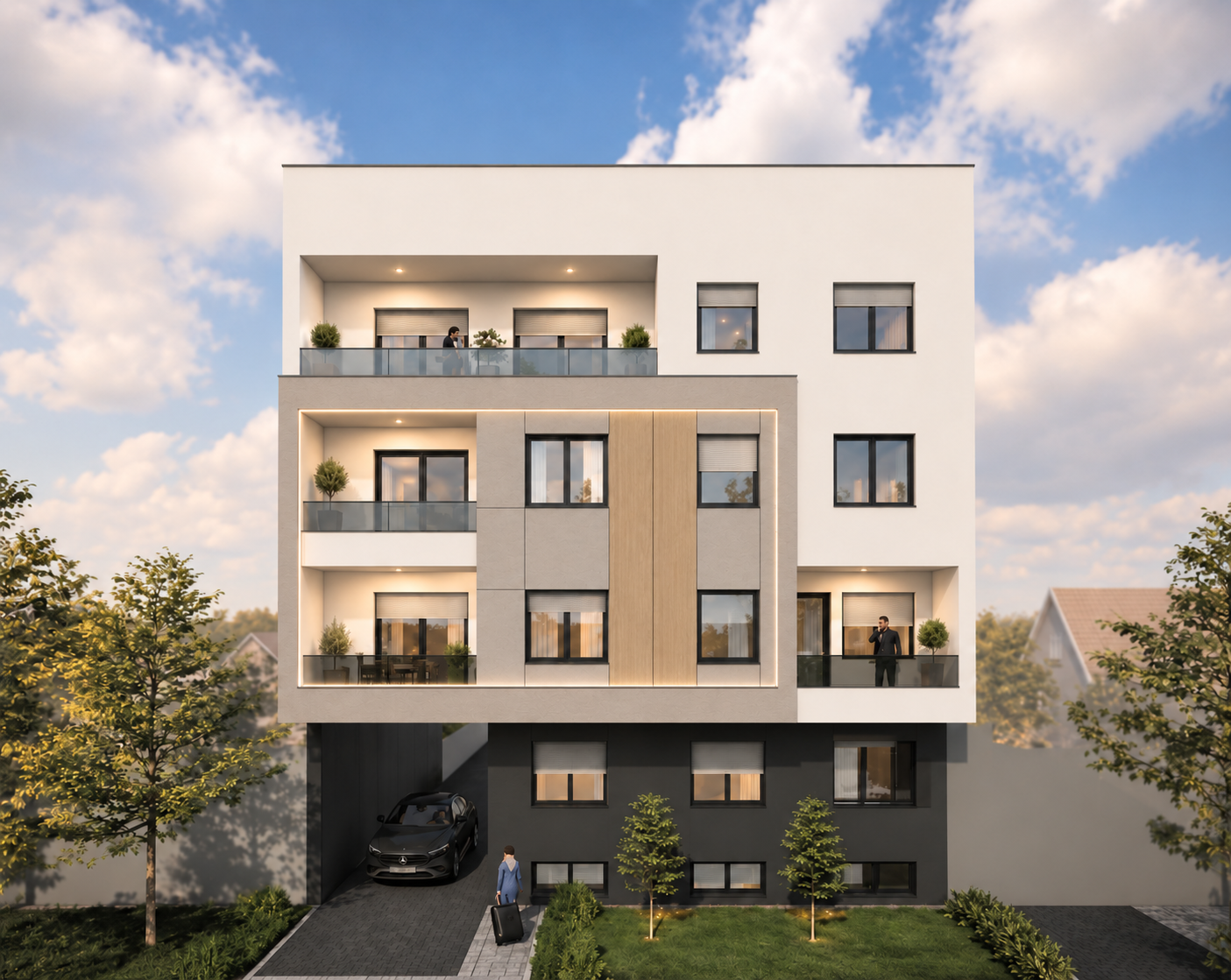 Render objekta Bolmanska 26a sa fasadom od kompakt ploča